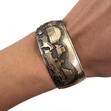 Vintage Sterling Silver & Gold Filled  Storyteller Cuff- Bracelet -By Jacob Kahe (B060)