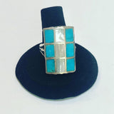Zuni Multi-Stone Inlay Sterling Silver Ring, Size 9.75