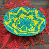 Woven Southwestern Basket, Geometric Bohemian Decor (12.5")