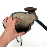 Boho Leather Belt Bag with Beadwork - Hippie Style Waist Bag