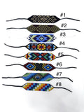 Beaded Wide Bracelet, Multi-Color Tiny Beads, Tribal Jewelry