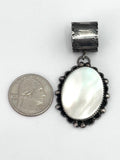 Vintage Navajo Sterling Silver & Mother of Pearl Large Pendant By Tony Guerro (N034)