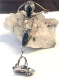 Navajo Sterling and Onyx Slave Bracelet, Ring Size 8.5