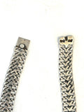 Vintage Mexican Sterling Silver Wide Woven Collar Statement Choker Necklace 45 Gr.