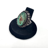 Vintage Navajo Sterling Silver Royston Turquoise Ring, Size 7.75, Leslie Yazzie