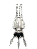 Intricate Vintage Navajo Sterling Silver Onyx Necklace (N023)