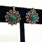 Old Vintage Turquoise Sterling Screw Back Earrings (E005)