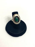 Size 6 Vintage Sterling Silver Southwestern Green Turquoise Shadow Box Ring A034