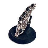 Size 6, Vintage Native American Statement Sterling Silver Ring with Onyx Stones