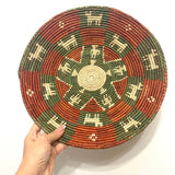 13.5” Shallow Woven Basket, Southwestern Style Decor