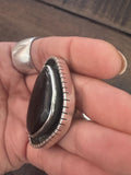 Large Tom Coriz Santo Domingo Black Onyx & Sterling Silver Ring SZ 8 3/4