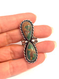 Size 7 Vintage Navajo Sterling Silver & Royston Turquoise Double Gemstone Ring