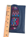 Leather Trifold Wallet, Embroidered Design Wallet With Check Book Slit