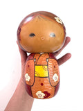 Vintage 7" Kokeshi Wooden Doll, Japanese Folk Art