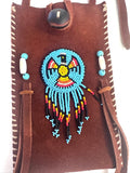 Small Handmade Medicine Leather Bag with Seed Bead Work