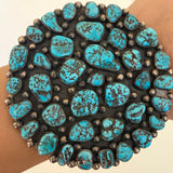 Huge Vintage Native American Navajo Kingman Nugget Turquoise Cuff Bracelet.