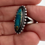 Sz. 5.5 Vintage Bell Trading Post Sterling Silver & Turquoise Ring (A036)