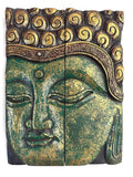 Green Buddha Wood Wall Art, Hand Carved Zen Decor