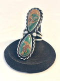 Size 7 Vintage Navajo Sterling Silver & Royston Turquoise Double Gemstone Ring