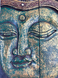 Green Buddha Wood Wall Art, Hand Carved Zen Decor