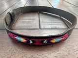 Leather Hat-band with Beaded Work, Adjustable, Cowgirl / Cowboy Hat Accessory