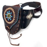 Boho Leather Belt Bag with Beadwork - Hippie Style Waist Bag