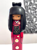 9'' Kokeshi Doll /Vintage Japanese Art/ Handmade / Wood Carved Girl Doll