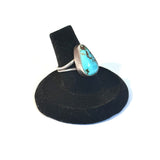 Size 6.75  Southwestern Sterling Silver & Turquoise Ring. (A057)