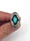 Sz 7 Vintage Native American Sterling Silver Shadow Box Turquoise Ring