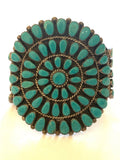 Vintage Native American Sterling Silver & Turquoise Cluster Bracelet Cuff Signed JJP B018