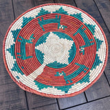 13” Shallow Woven Basket, Southwestern Style Decor