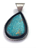 Vintage Navajo Sterling Silver &  Number 8 Turquoise Large Pendant By JLC