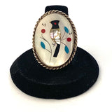 Vintage Zuni Sterling Silver Bird Inlay Ring, Size 6.5