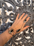 Navajo Sterling and Onyx Slave Bracelet, Ring Size 8.5