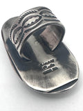 Big Handmade Sterling Silver & Turquoise Ring By Navajo Artist Chimney Butte