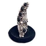 Size 6, Vintage Native American Statement Sterling Silver Ring with Onyx Stones