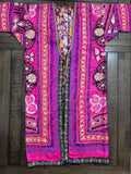 Uzbek Vintage Fully Embroidered Kimono Coat Size M, Suzani Robe Dress