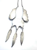 Intricate Vintage Navajo Sterling Silver Mother of Pearl Pendant Necklace (N033)