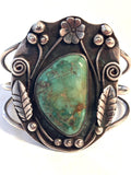 Vintage Navajo Handmade 3 Strand Sterling Silver & Natural Turquoise Blossom Cuff Bracelet