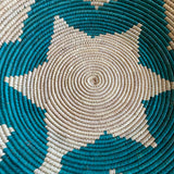 Southwestern Woven Basket, Geometric Bohemian Decor (13 inch)