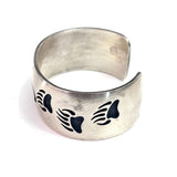 Vintage Sterling Silver Hopi Bear and Bear Paw Cuff Bracelet, 67 Grams
