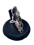 Size 9, Vintage Native American Sterling Silver Ring with Onyx Stones