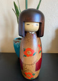 Large Usaburo Kokeshi Doll, Hand-Painted Wooden Folk Art (9.5")