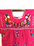 Vintage Mexican Dress / Embroidered Caftan/ Floral Embroidery