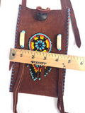 Small Handmade Medicine Leather Bag with Seed Bead Work