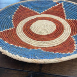 Woven Basket, Southwestern Geometric Design, 13.5" Bohemian Decor