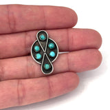 Vintage Sterling Silver Zuni Turquoise Snake Eye Statement Ring Size 8.75 - 5 grams