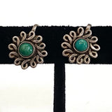 Old Vintage Turquoise Sterling Screw Back Earrings (E005)