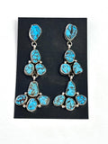Navajo Sterling Silver Turquoise Dangle Earrings, Handmade by Mary Jane Garcia