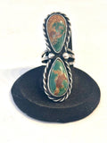 Size 7 Vintage Navajo Sterling Silver & Royston Turquoise Double Gemstone Ring